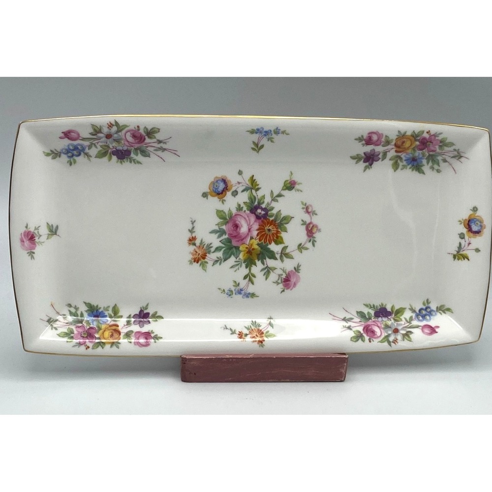 Minton Marlow‎ Sandwich Serving Tray Plate Roses Wreath Backstamp